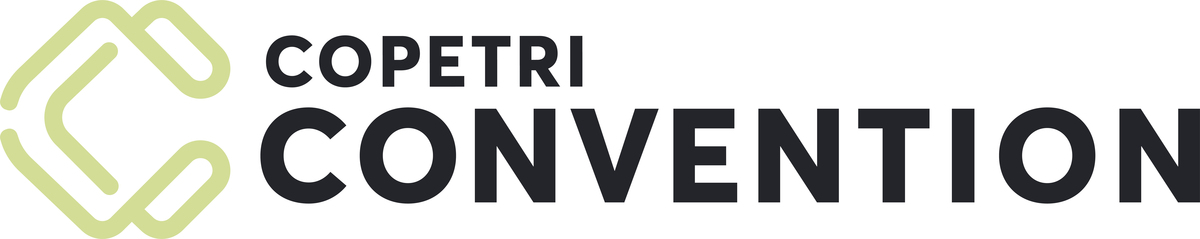 Logo der COPETRI Convention. Es zeigt ein stilisiertes, hellgrünes Symbol, das an ein Netzwerk oder eine Verbindung erinnert, über dem Schriftzug "COPETRI CONVENTION" in dunkler Schrift auf hellem Hintergrund.