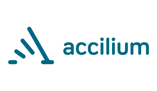 Logo von accilium: Ein stilisierter, blauer Pfeil, der nach oben und rechts zeigt, neben dem Schriftzug "accilium" in blauer Farbe auf weißem Hintergrund.
