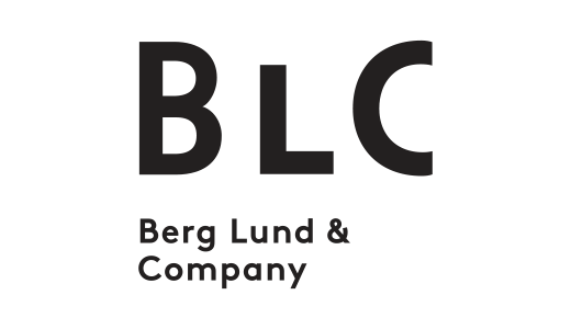 Logo von Berg Lund & Company. Groß geschriebene Buchstaben "BLC" in dunklem Grau auf weißem Hintergrund. Darunter in kleinerer Schrift "Berg Lund & Company".