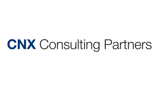 Logo von CNX Consulting Partners auf weißem Hintergrund. Der Schriftzug besteht aus dem blauen "CNX" und darunter in kleinerer Schrift "Consulting Partners".
