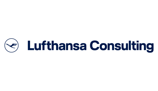 Logo von Lufthansa Consulting: Ein Kranich-Symbol in Dunkelblau links neben dem Schriftzug "Lufthansa Consulting" in Dunkelblau auf weißem Hintergrund.