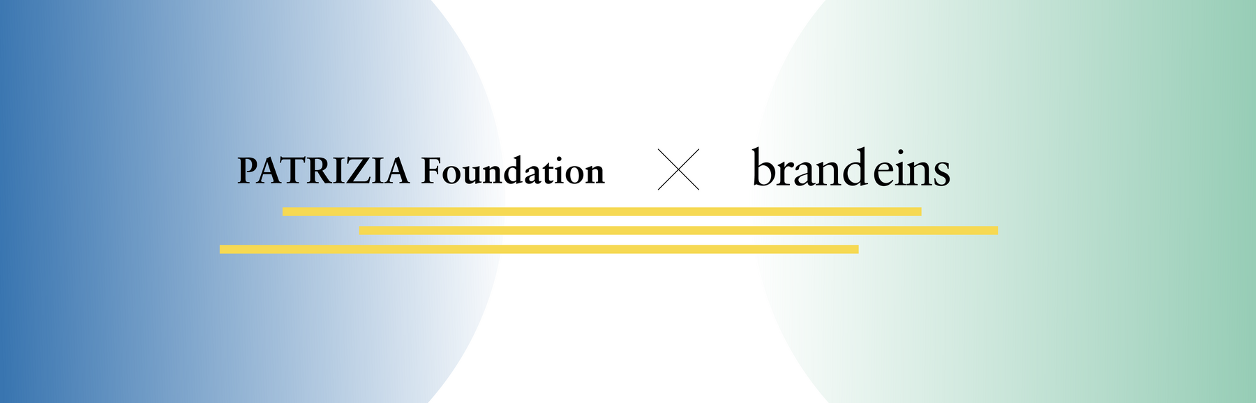 Das Bild zeigt ein Banner mit den Logos der PATRIZIA Foundation und brandeins. Ein helles Licht scheint in der Mitte des Banners auf, wobei die Logos links und rechts davon platziert sind. Die Farbgebung ist in Blautönen und Grün gehalten.