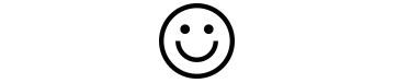 Ein schwarzes Quadrat mit einem weißen Smiley in der Mitte, umgeben von schwarzen horizontalen Streifen.