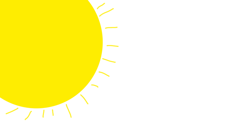 Grafik einer strahlenden Sonne am hellblauen Himmel. Die Sonne ist gelb und sendet Strahlen in alle Richtungen aus. Das Bild vermittelt ein Gefühl von Wärme und Sonnenschein.