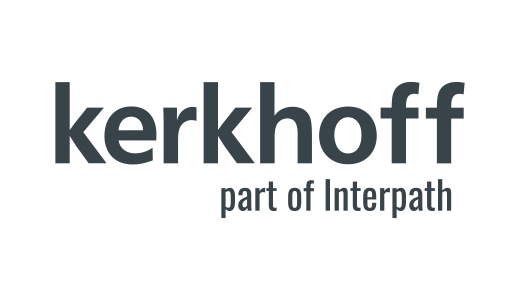 Das Bild zeigt ein Logo für ein Unternehmen namens "kerkoff" mit dem Wort "part of Interpath" darunter. Das Logo ist in einem einfachen, sauberen und modernen Stil gestaltet, mit dem Firmennamen und zusätzlichem Text in einer einfachen Art und Weise angeordnet. Das Logo steht vor einem weißen Hintergrund, wodurch die Farben und das Design deutlich hervortreten. Der Name des Unternehmens und der Slogan sind deutlich sichtbar, was darauf hinweist, dass das Logo für die Verwendung auf einer Website oder anderen digitalen Plattformen gedacht ist.