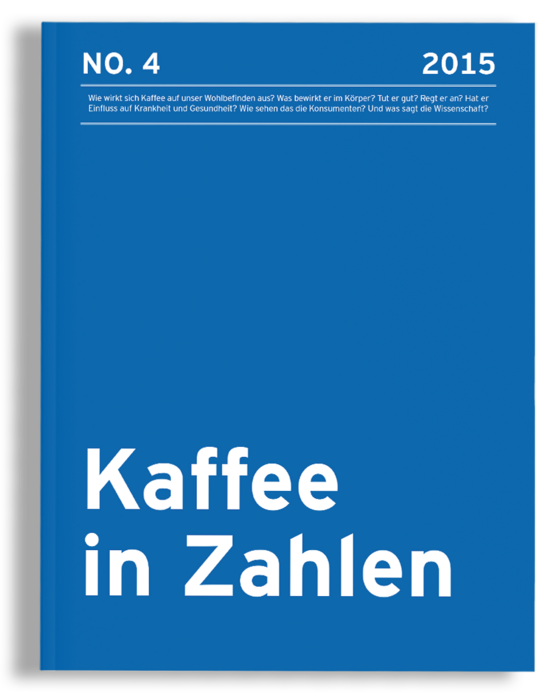 Bei dem Bild handelt es sich um ein Cover eines Buches mit dem Titel "Kaffee in Zahlen" mit blauem Hintergrund und weißem Text. Auf dem Umschlag sind ein Titel und ein Untertitel zu sehen, und in der rechten oberen Ecke ist das Jahr 2015 angegeben. Der Text auf dem Umschlag ist in deutscher Sprache und scheint eine Beschreibung oder Einleitung zum Buch zu sein. Die Gestaltung des Covers ist minimalistisch und klar, wobei der Schwerpunkt auf dem Titel und dem Untertitel liegt.