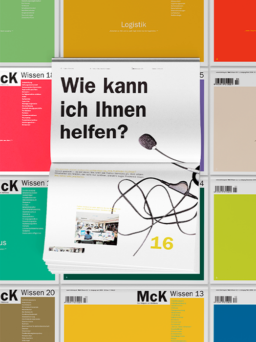 Das Bild zeigt eine Sammlung bunter Zeitschriften oder Broschüren mit verschiedenen Schlagzeilen und Bildern. Im Mittelpunkt steht eine Zeitschrift mit der fettgedruckten Überschrift "Wie kann ich Ihren helfen?", was so viel heißt wie "Was ist das Problem?". Das Magazin zeigt auch das Foto einer Person mit einem Mikrofon. Das Layout und die Gestaltung der Magazine lassen vermuten, dass sie für ein breites Publikum bestimmt sind, möglicherweise zu Bildungs- oder Informationszwecken.
