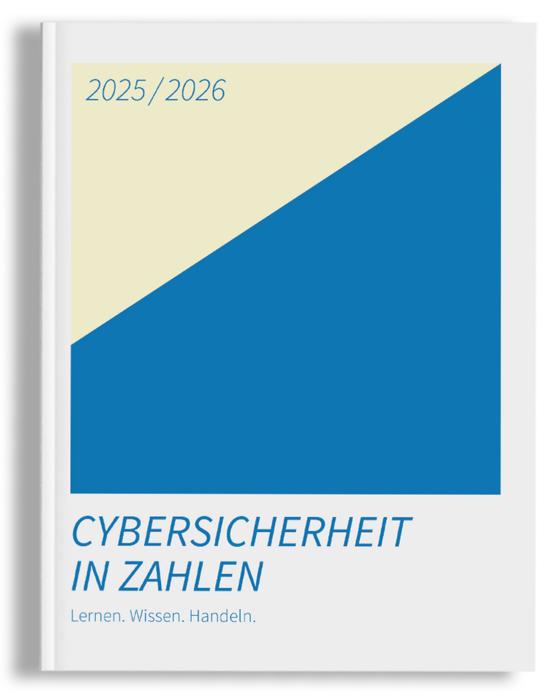 Das Bild ist das Cover eines Buches mit dem Titel "Cybersicherheit in Zahlen" von Lernen, Wissen, Handel. Der Einband zeigt ein geometrisches Design mit einem blauen und gelben Dreieck, und der Text ist in einer klaren, serifenlosen Schriftart dargestellt. Das Coverdesign ist minimalistisch und visuell ansprechend, so dass es den Inhalt des Buches gut zugänglich und attraktiv darstellt.