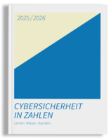 Das Bild ist das Cover eines Buches mit dem Titel "Cybersicherheit in Zahlen" von Lernen, Wissen, Handel. Der Einband zeigt ein geometrisches Design mit einem blauen und gelben Dreieck, und der Text ist in einer klaren, serifenlosen Schriftart dargestellt. Das Coverdesign ist minimalistisch und visuell ansprechend, so dass es den Inhalt des Buches gut zugänglich und attraktiv darstellt.