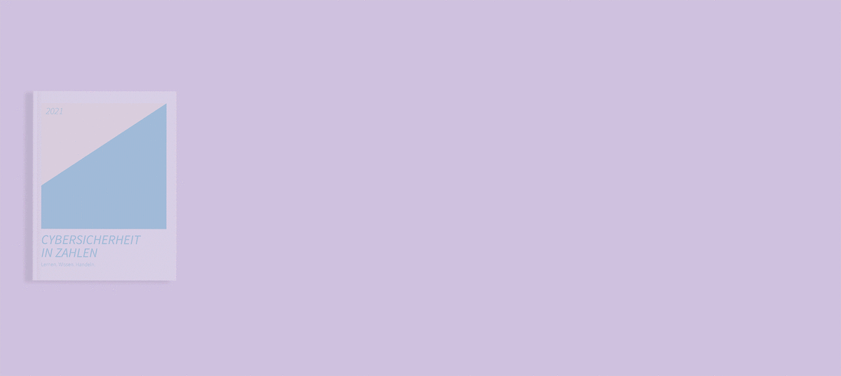 Das Bild hat ein minimalistisches Design mit einem hellvioletten Hintergrund. Auf der linken Seite befindet sich ein kleines Quadrat mit einem blauen Dreieck und dem Text "Cyberschrecht W. ZahlEN" in weißer Schrift. Der Text befindet sich am unteren Rand des Quadrats. Das Gesamtlayout ist einfach und sauber, wobei das Quadrat und sein Inhalt im Mittelpunkt stehen.