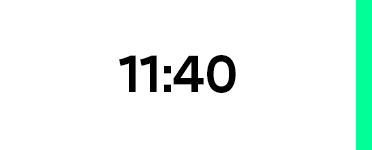 Das Bild zeigt die Uhrzeit "11:40" in großen schwarzen Zahlen auf weißem Hintergrund.