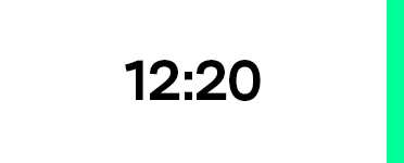 Das Bild zeigt den Text "12:20" in einer einfachen, serifenlosen Schriftart vor einem weißen Hintergrund. Der Text ist zentriert und scheint in Schwarz gehalten zu sein, ohne zusätzliche Farben oder Designelemente. Das Bild ist so gestaltet, dass es für alle Benutzer, auch für Menschen mit Sehbehinderungen, zugänglich ist, indem es einen klaren, leicht lesbaren Text ohne zusätzliche visuelle Ablenkungen bietet.