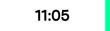 Das Bild zeigt einen weißen Hintergrund mit einem fetten schwarzen Text, der "11:05" in einer großen Schriftgröße lautet. Der Text ist zentriert und hebt sich vom weißen Hintergrund ab, so dass er für die Benutzer leicht lesbar und zugänglich ist. Das Bild ist so gestaltet, dass es für alle Benutzer, auch für Menschen mit Sehbehinderungen, zugänglich ist, da es einen klaren und lesbaren Text enthält.