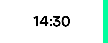 Das Bild zeigt die Uhrzeit 14:30 in schwarzer Schrift auf weißem Hintergrund.