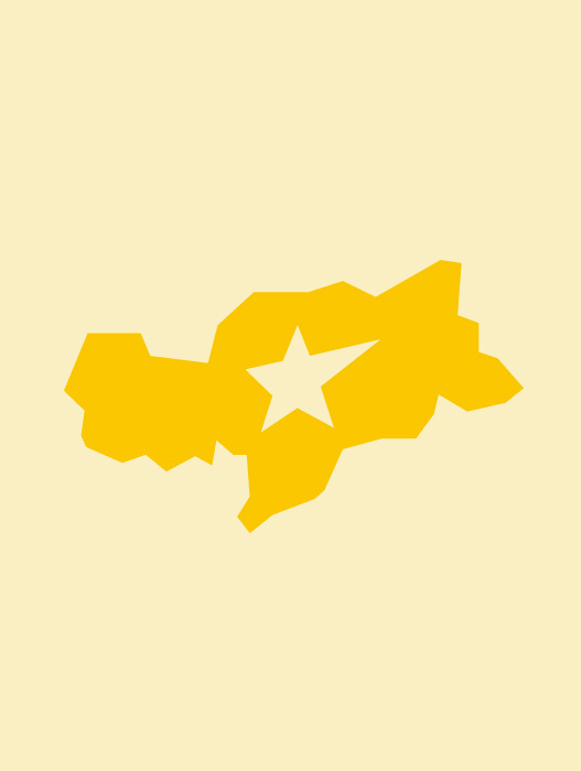 Das Bild zeigt ein einfaches, flaches Design mit einem gelben Stern in der Mitte vor einem hellgelben Hintergrund. Der Stern ist der Brennpunkt des Designs, das wie ein Logo oder ein Symbol aussieht. Das Design ist minimalistisch und geradlinig, ohne zusätzliche Elemente oder Text. Die Verwendung einer einzigen Farbe, nämlich Gelb, schafft ein kohärentes und visuell ansprechendes Design.