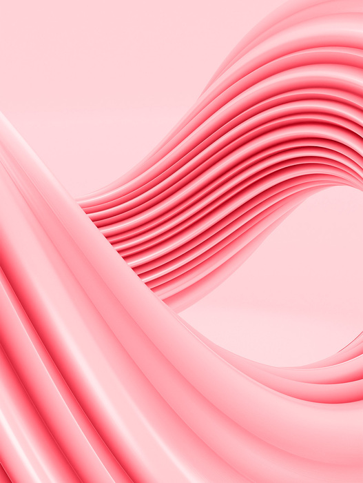 Das Bild zeigt ein leuchtend pinkes, abstraktes Design mit einem wellenförmigen Muster, das den gesamten Rahmen ausfüllt. Das Design besteht aus mehreren geschwungenen Linien, die ein Gefühl von Flüssigkeit und Bewegung vermitteln. Die rosa Farbe dominiert das Bild, wobei die Linien und Kurven in ihrer Dicke variieren und der Komposition Tiefe und Dimension verleihen. Das Gesamtdesign scheint eine digitale Illustration oder ein grafisches Design zu sein, mit einer klaren und minimalistischen Ästhetik.