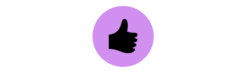 Das Bild zeigt ein grafisches Design mit einer schwarzen Silhouette einer Hand, die den Daumen nach oben zeigt, vor einem lila-gelben Hintergrund. Das Design ist einfach und sauber, wobei die Silhouette im Mittelpunkt steht. Die verwendeten Farben sind lebhaft, wobei Lila und Gelb einen auffälligen Kontrast zur schwarzen Silhouette bilden. Das Design scheint für alle Benutzer zugänglich zu sein, da es keinen Text oder andere Elemente enthält, die schwierig zu verstehen oder zu navigieren sein könnten.