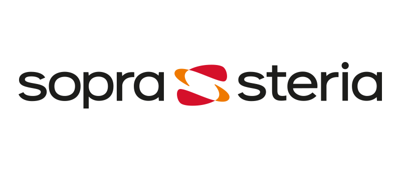 Das Bild zeigt ein grafisches Design mit einem auffälligen, stilisierten Buchstaben „S“ in Rot und Orange vor einem schwarzen Hintergrund. Das Wort „sopra“ ist in größerer Schriftgröße prominent oben auf dem Bild platziert. Das Design scheint ein Logo oder Markenelement für ein Unternehmen oder eine Organisation zu sein, wie die Verwendung des Wortes „sopra“ im Bild vermuten lässt.