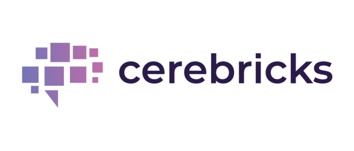 Das Bild zeigt das Logo einer Firma namens „cerebricks“. Das Logo besteht aus einem schwarzen Hintergrund, auf dem das Wort „cerebricks“ in großen, fetten, violetten Buchstaben geschrieben ist. Der Firmenname befindet sich in der Mitte des Bildes, wobei das Wort „cerebricks“ im Mittelpunkt steht. Das Logo ist schlicht und klar, wobei die Verwendung der Farben Violett und Schwarz einen optisch ansprechenden Kontrast erzeugt.