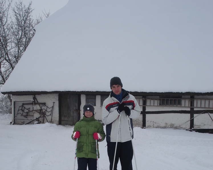 Mit der Gastschwester beim Skifahren