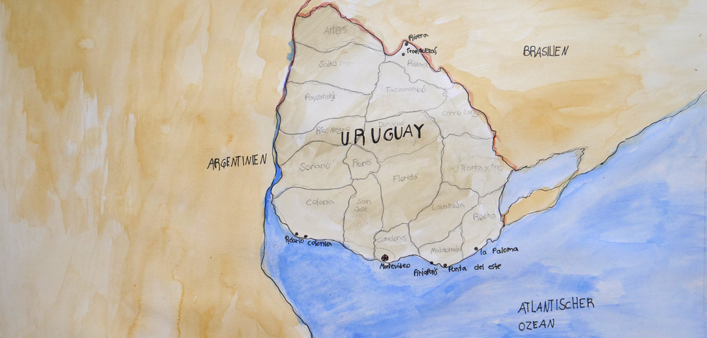 Gezeichnete Karte von Uruguay
