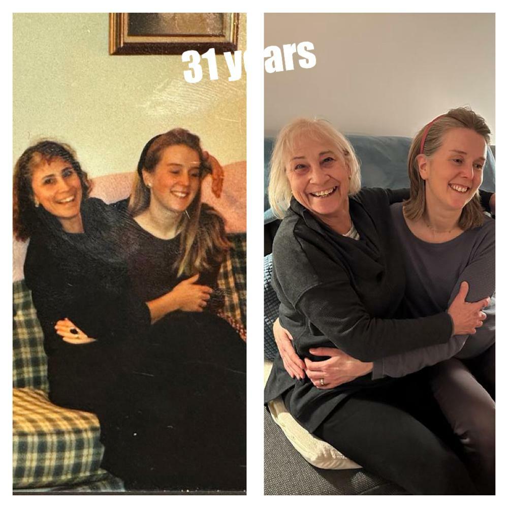 Damals und heute: Meike und ihre Gastmutter während des Austauschjahrs und 31 Jahre später